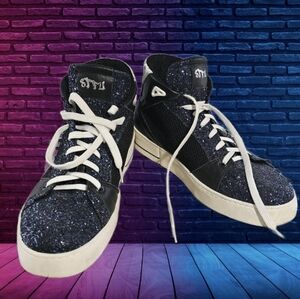 STFU Glitter & Leopard High-Top Sneakers – Size 41, Bold Street Style